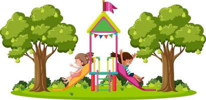 Outdoor playground slide for kids vector