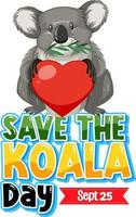 Save the koala day banner design vector