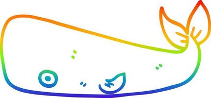 rainbow gradient line drawing cartoon whale vector