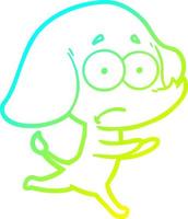 cold gradient line drawing cartoon unsure elephant running away vector