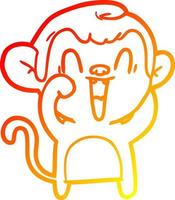 warm gradient line drawing cartoon laughing monkey vector