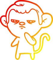 warm gradient line drawing cartoon monkey vector