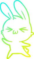 cold gradient line drawing cute cartoon rabbit vector