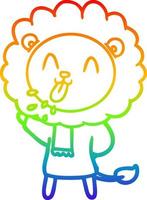 rainbow gradient line drawing happy cartoon lion vector