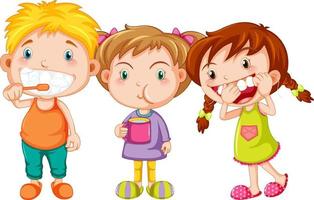 Group of cute children with dental care vector