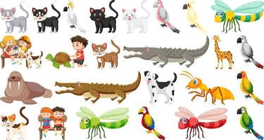 Set of various wild animals in cartoon style vector