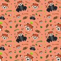 Red panda cute animal seamless pattern vector