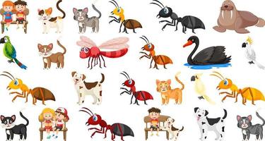 Set of various wild animals in cartoon style vector