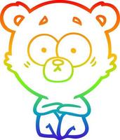 rainbow gradient line drawing surprised polar bear cartoon vector