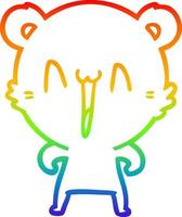 rainbow gradient line drawing happy polar bear cartoon vector