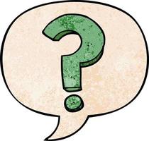 cartoon question mark and speech bubble in retro texture style vector