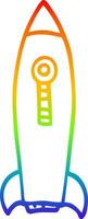 rainbow gradient line drawing cartoon space rocket vector