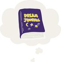 cartoon dream journal and thought bubble in retro style vector