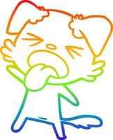 rainbow gradient line drawing cartoon disgusted dog vector