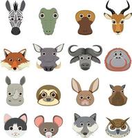 Wild animals set with nature elements vector