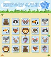 juego de cartas de memoria de animales vector