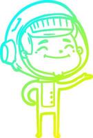 cold gradient line drawing happy cartoon astronaut vector