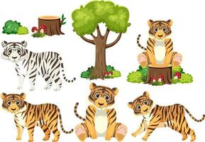 Wild animals set with nature elements vector