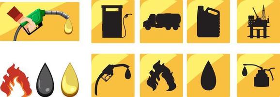 Set of oil station icons vector