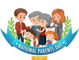 National Parents Day poster design with cartoon character vector