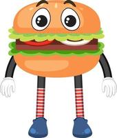 lindo personaje de dibujos animados de hamburguesas vector