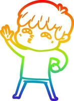 rainbow gradient line drawing cartoon curious man vector