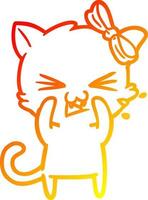 warm gradient line drawing cartoon cat vector