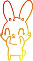 warm gradient line drawing cute cartoon rabbit vector