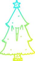 cold gradient line drawing christmas tree vector