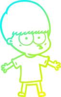 cold gradient line drawing nervous cartoon boy vector