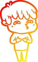 warm gradient line drawing cartoon curious man vector