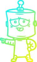 cold gradient line drawing cartoon robot vector