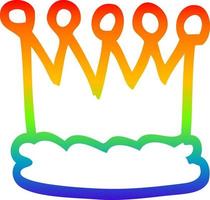 rainbow gradient line drawing cartoon crown vector