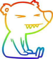 rainbow gradient line drawing angry polar bear cartoon vector