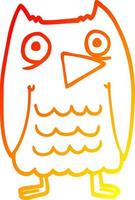 warm gradient line drawing funny cartoon owl vector