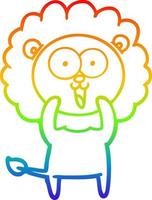 rainbow gradient line drawing happy cartoon lion vector
