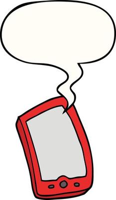 cartoon mobile phone and speech bubble