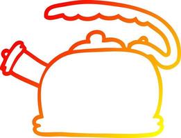 warm gradient line drawing cartoon whistling kettle vector