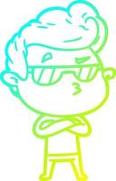 cold gradient line drawing cartoon cool guy vector