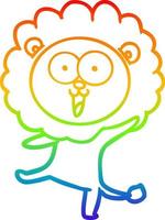 rainbow gradient line drawing happy cartoon lion vector