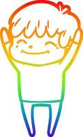 rainbow gradient line drawing cartoon happy boy vector