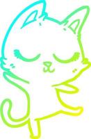 cold gradient line drawing calm cartoon cat vector