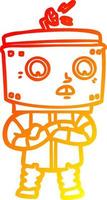 warm gradient line drawing cartoon robot vector