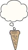 cartoon ice cream cone and thought bubble vector