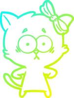 cold gradient line drawing cartoon cat vector