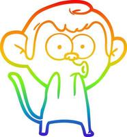 rainbow gradient line drawing cartoon surprised monkey vector