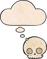 cartoon skull and thought bubble in grunge texture pattern style vector
