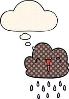 cartoon storm cloud and thought bubble in comic book style vector