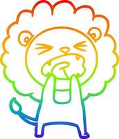 rainbow gradient line drawing cartoon angry lion vector