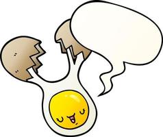 cartoon cracked egg and speech bubble in smooth gradient style vector